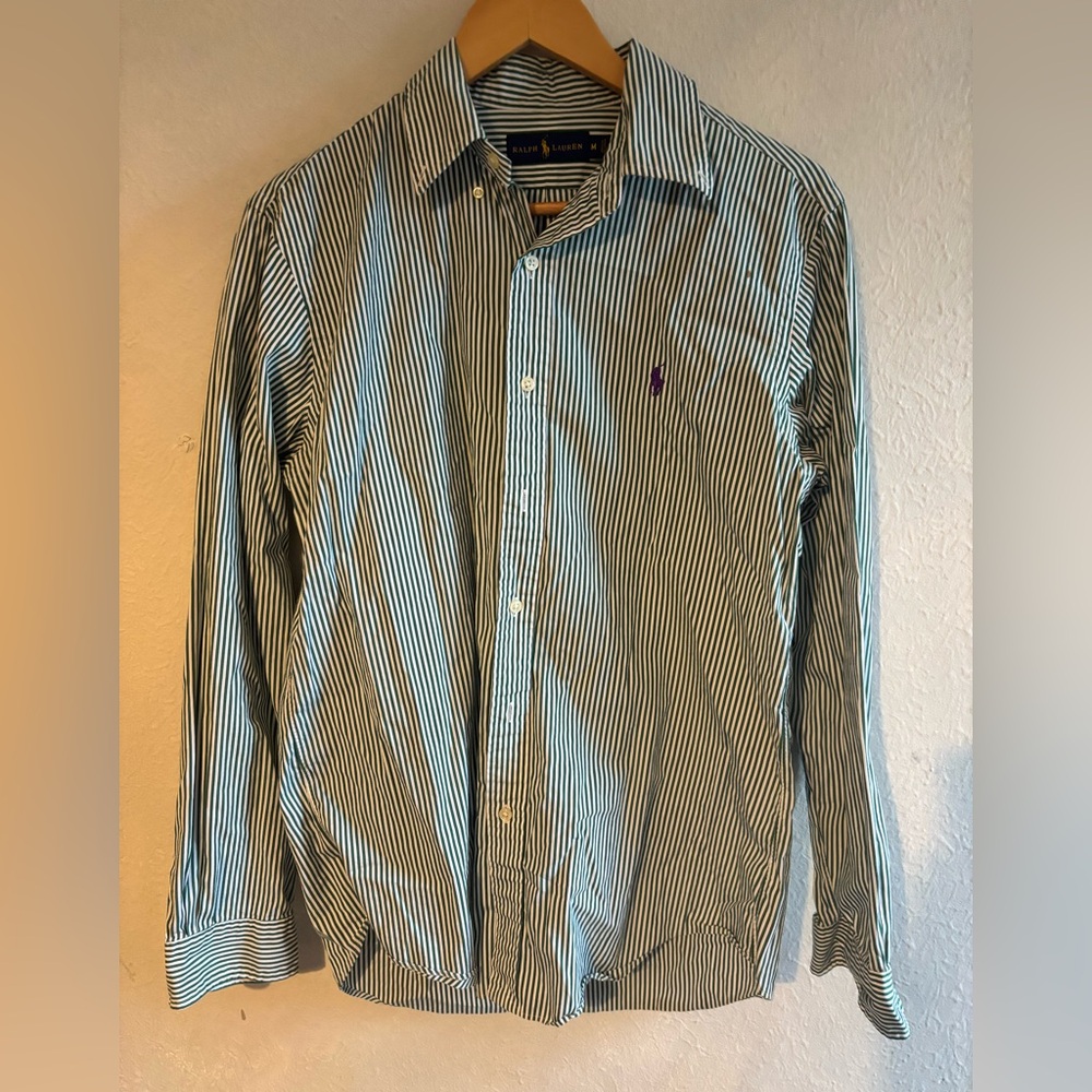 Polo Ralph Lauren Green Striped button down - Picture 2 of 7